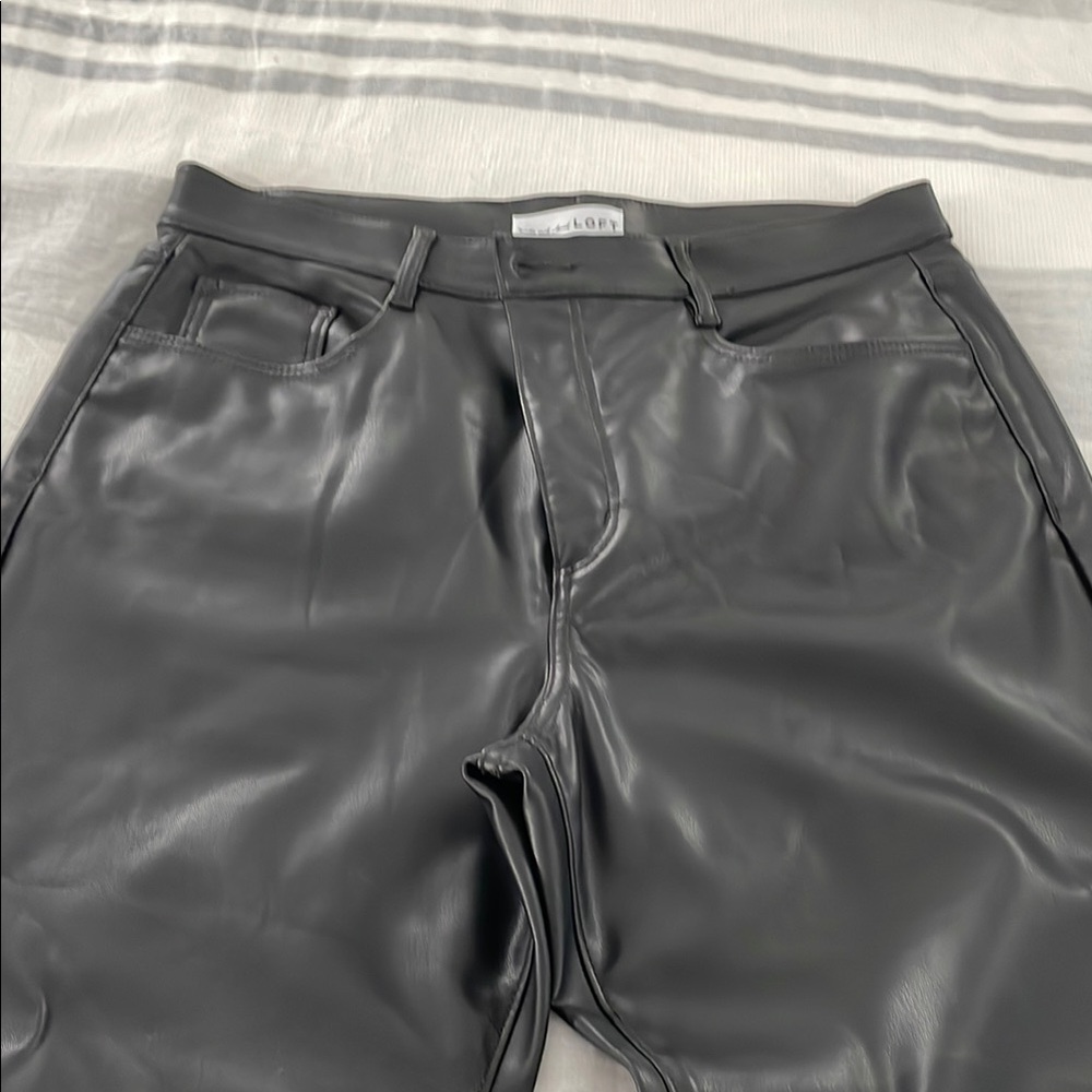 LOFT Black Faux Leather Pants